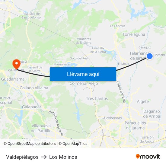 Valdepiélagos to Los Molinos map