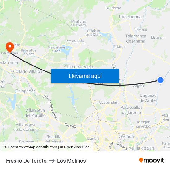 Fresno De Torote to Los Molinos map