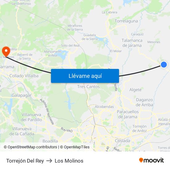 Torrejón Del Rey to Los Molinos map