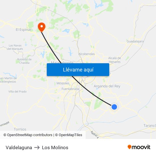 Valdelaguna to Los Molinos map