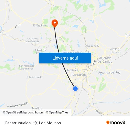 Casarrubuelos to Los Molinos map