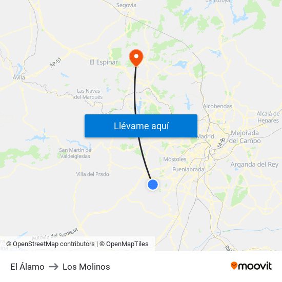 El Álamo to Los Molinos map