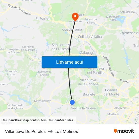 Villanueva De Perales to Los Molinos map