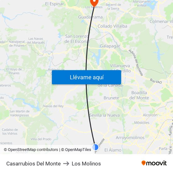 Casarrubios Del Monte to Los Molinos map