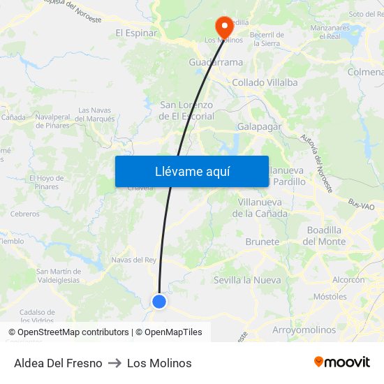 Aldea Del Fresno to Los Molinos map