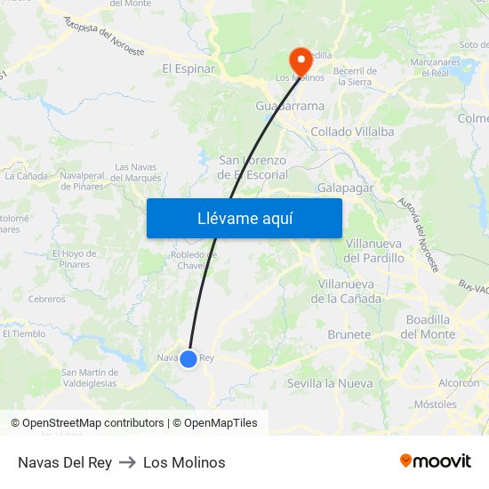 Navas Del Rey to Los Molinos map