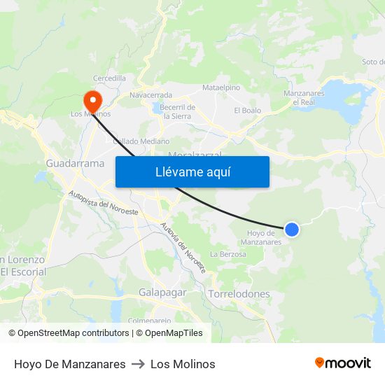 Hoyo De Manzanares to Los Molinos map