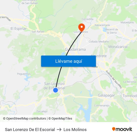 San Lorenzo De El Escorial to Los Molinos map