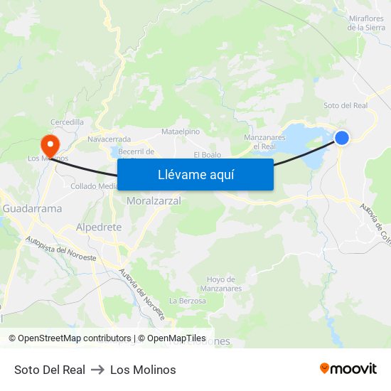 Soto Del Real to Los Molinos map