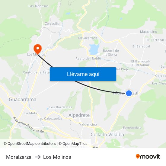 Moralzarzal to Los Molinos map