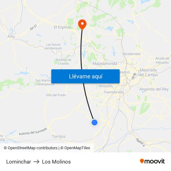 Lominchar to Los Molinos map