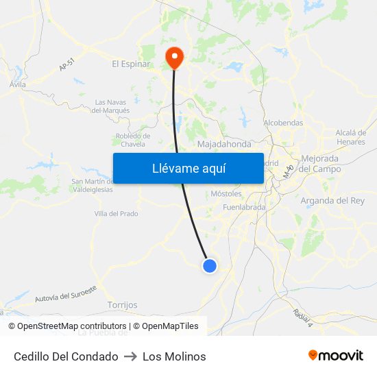 Cedillo Del Condado to Los Molinos map