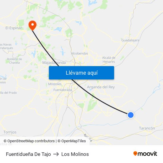 Fuentidueña De Tajo to Los Molinos map