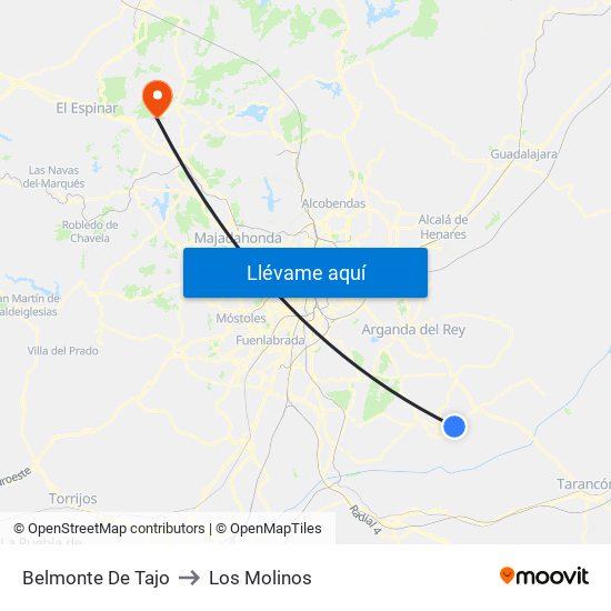Belmonte De Tajo to Los Molinos map