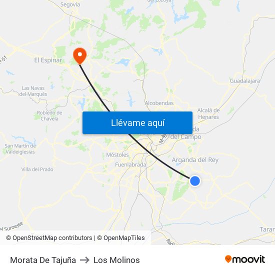 Morata De Tajuña to Los Molinos map