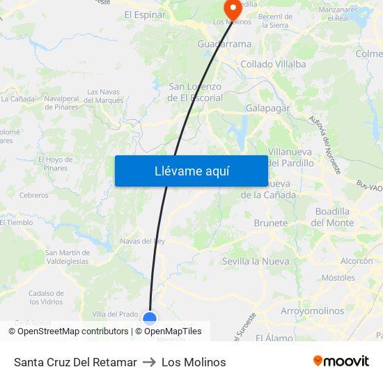 Santa Cruz Del Retamar to Los Molinos map