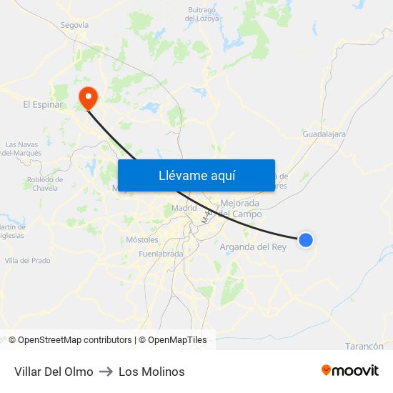 Villar Del Olmo to Los Molinos map