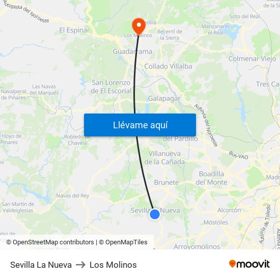 Sevilla La Nueva to Los Molinos map