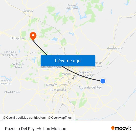 Pozuelo Del Rey to Los Molinos map