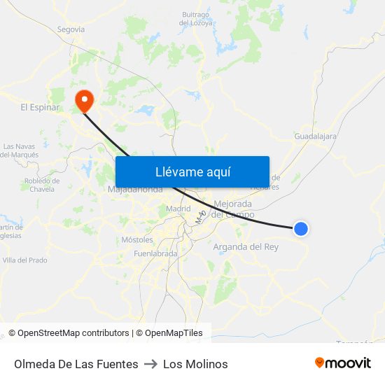 Olmeda De Las Fuentes to Los Molinos map