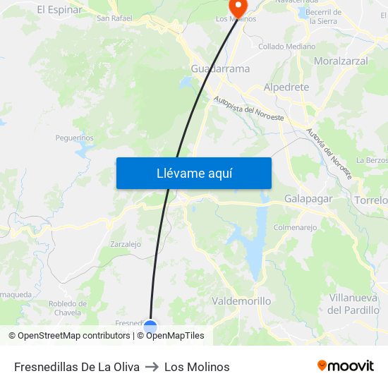 Fresnedillas De La Oliva to Los Molinos map