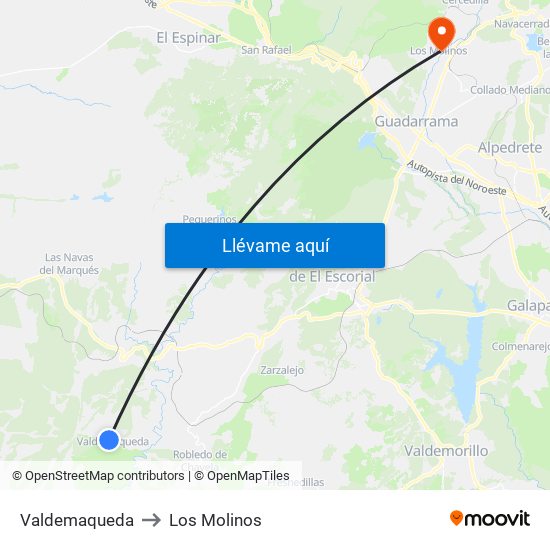 Valdemaqueda to Los Molinos map