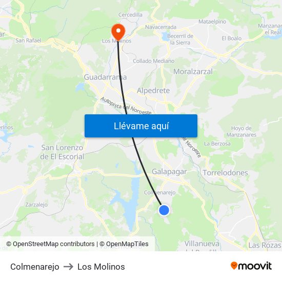 Colmenarejo to Los Molinos map