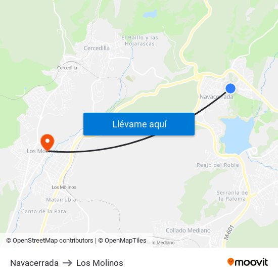 Navacerrada to Los Molinos map