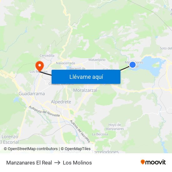 Manzanares El Real to Los Molinos map