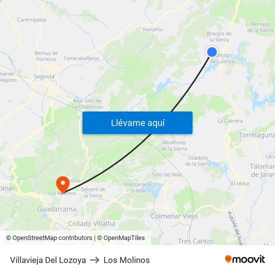 Villavieja Del Lozoya to Los Molinos map