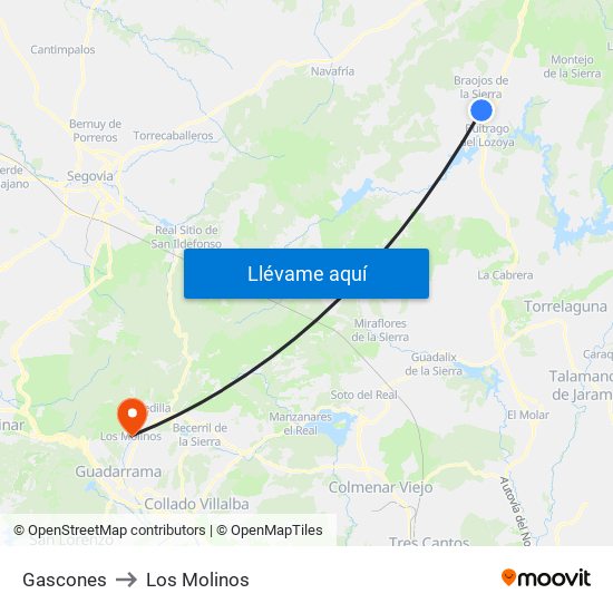 Gascones to Los Molinos map