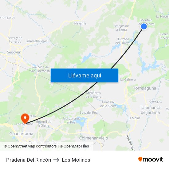 Prádena Del Rincón to Los Molinos map