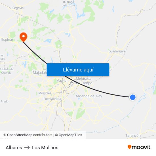 Albares to Los Molinos map