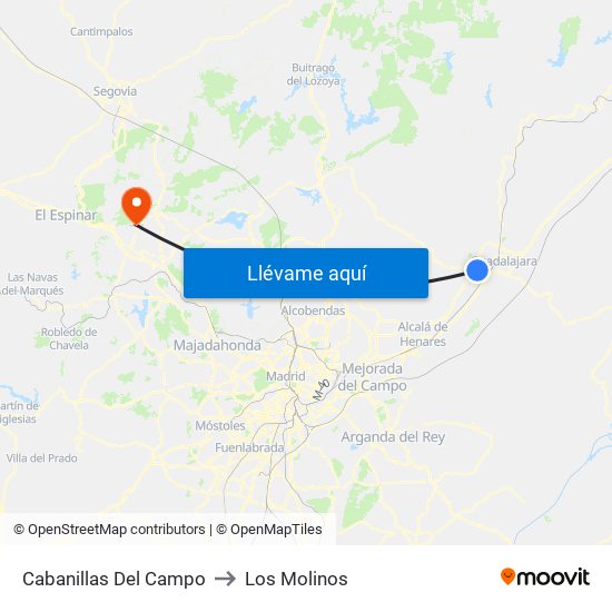 Cabanillas Del Campo to Los Molinos map
