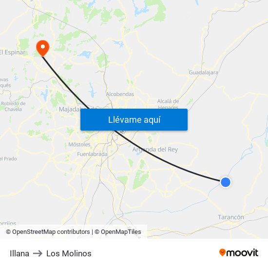 Illana to Los Molinos map