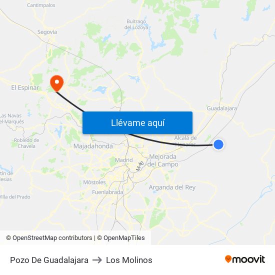 Pozo De Guadalajara to Los Molinos map