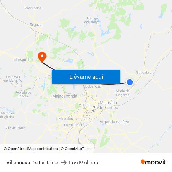 Villanueva De La Torre to Los Molinos map