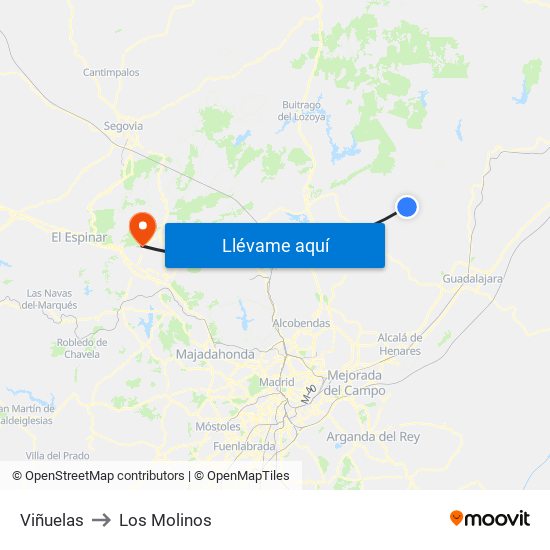 Viñuelas to Los Molinos map