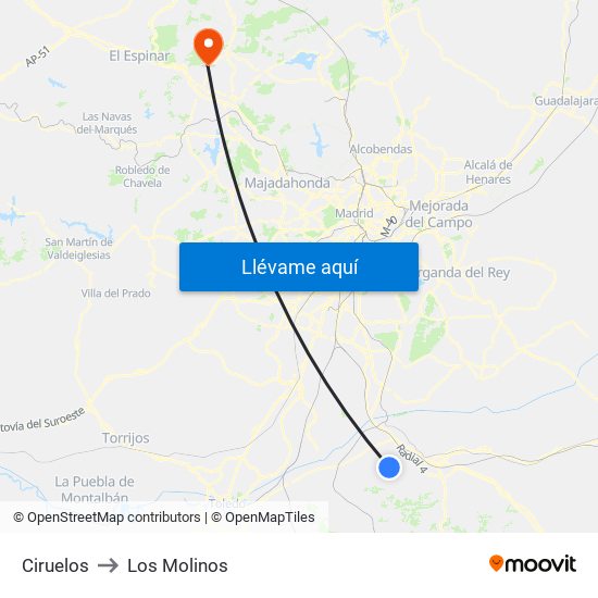 Ciruelos to Los Molinos map