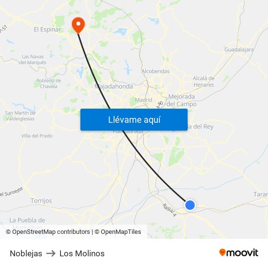 Noblejas to Los Molinos map