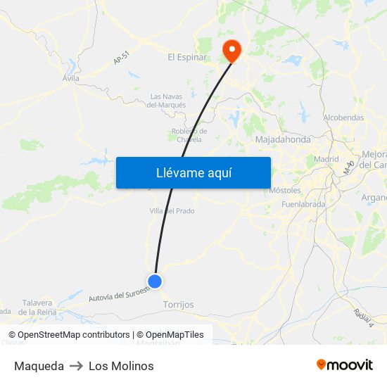 Maqueda to Los Molinos map