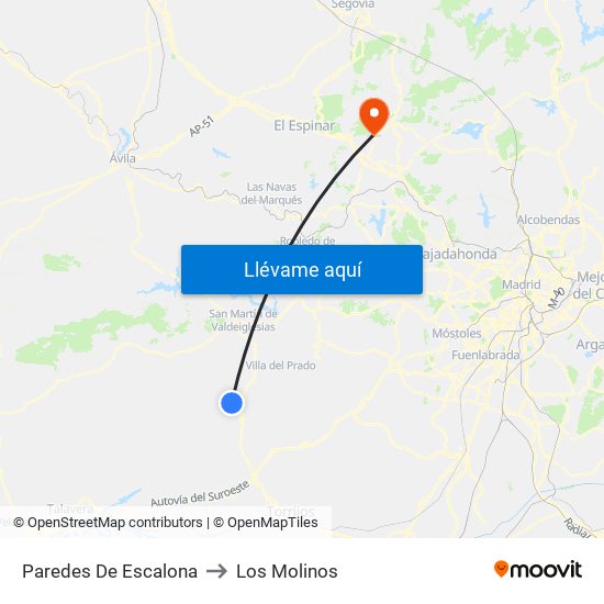 Paredes De Escalona to Los Molinos map