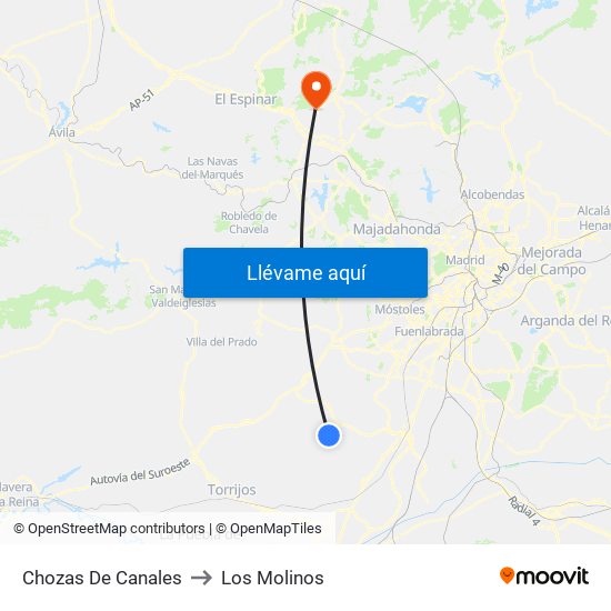 Chozas De Canales to Los Molinos map