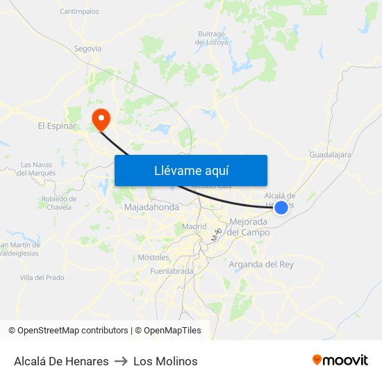 Alcalá De Henares to Los Molinos map