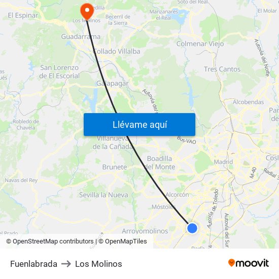 Fuenlabrada to Los Molinos map