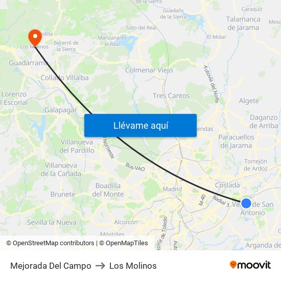 Mejorada Del Campo to Los Molinos map