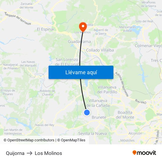 Quijorna to Los Molinos map