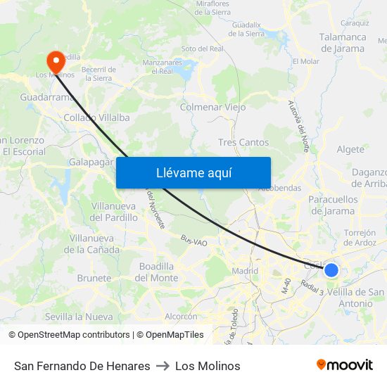 San Fernando De Henares to Los Molinos map