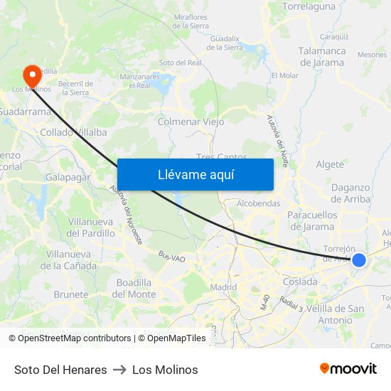 Soto Del Henares to Los Molinos map