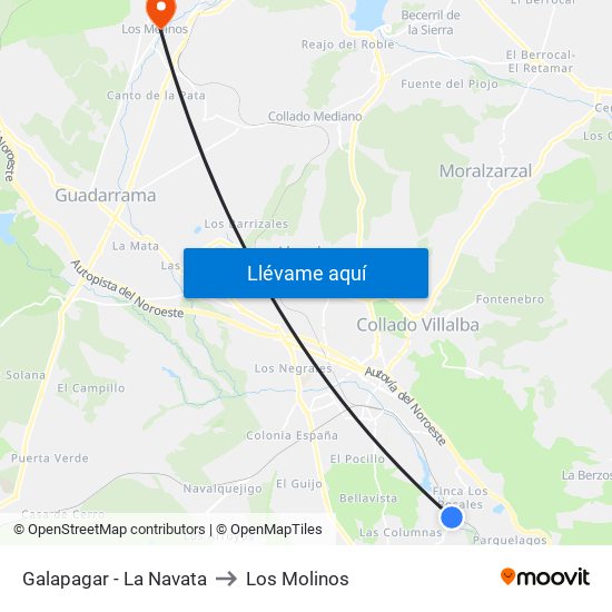 Galapagar - La Navata to Los Molinos map